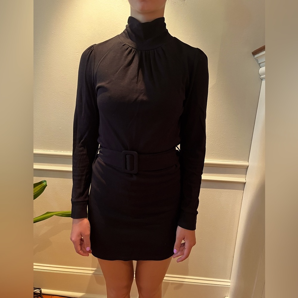 Formal Black Turtle Neck Mini Dress